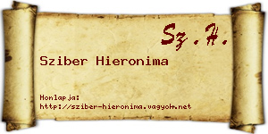 Sziber Hieronima névjegykártya